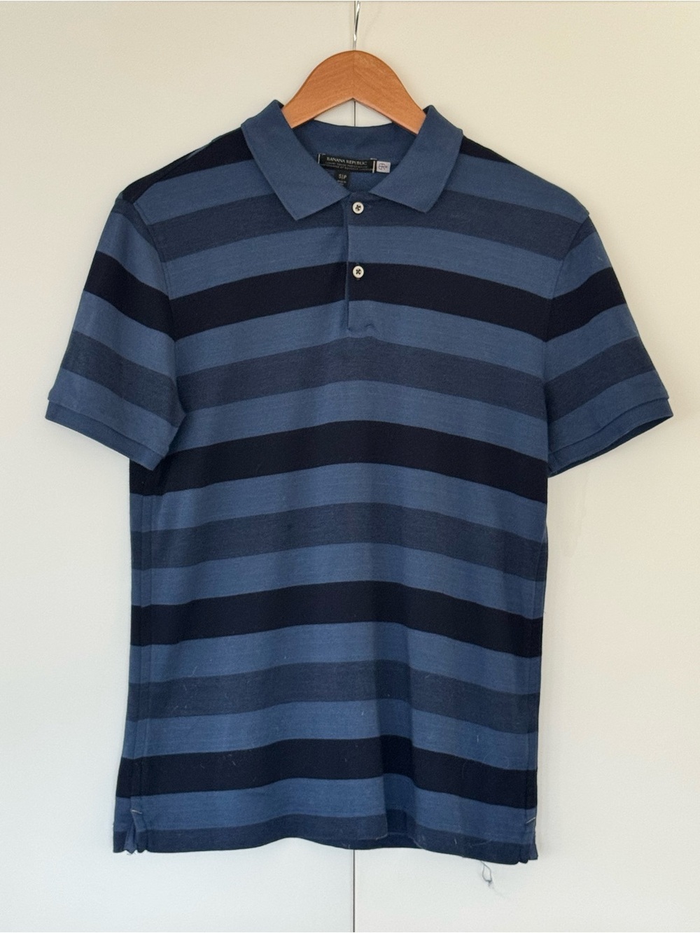 Banana Republic Men’s Blue & Navy Striped Polo Shirt, Size S